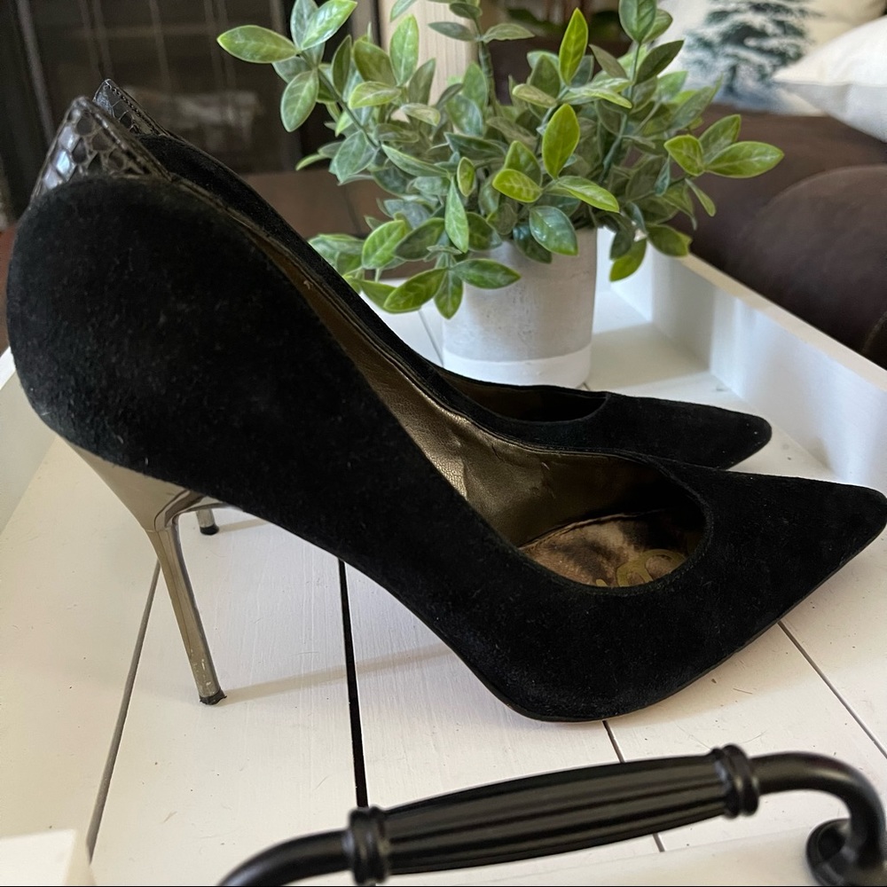 Sam Edelman Danielle Black Suede & Metal Heels Size 8